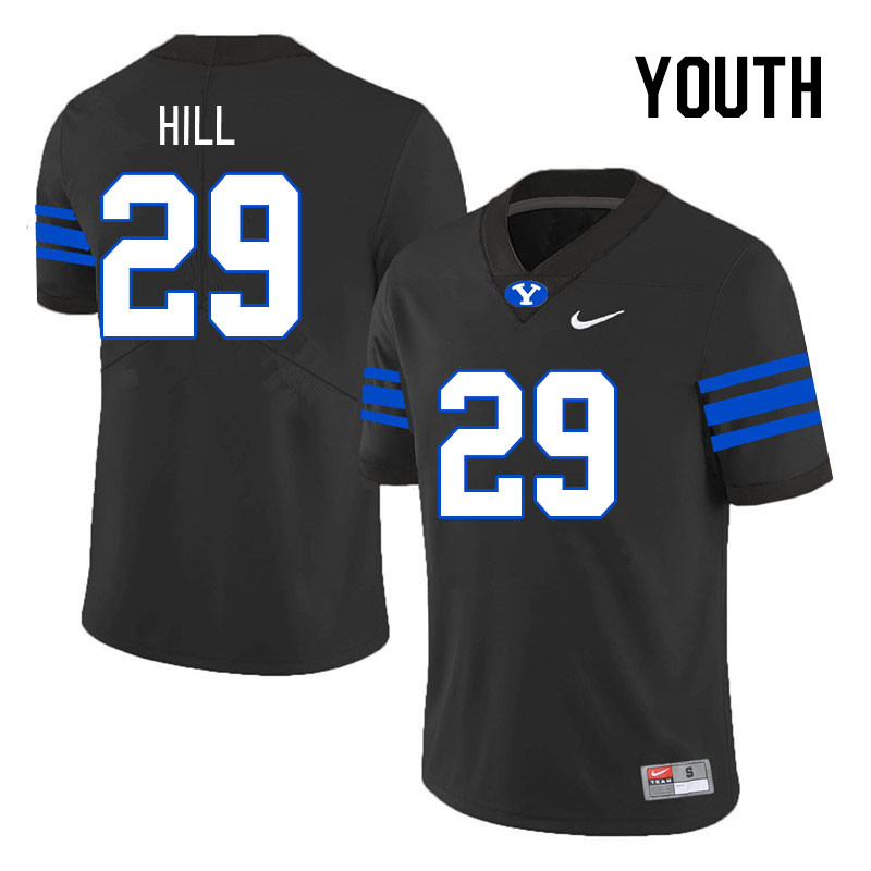 Youth #29 Jake Hill BYU Cougars College Football Jerseys Stitched Sale-Black
